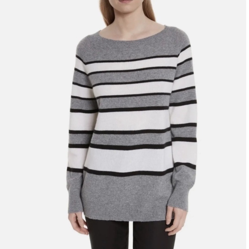 Equipment Femme Cashmere‎ Striped Tunic Grey Medium